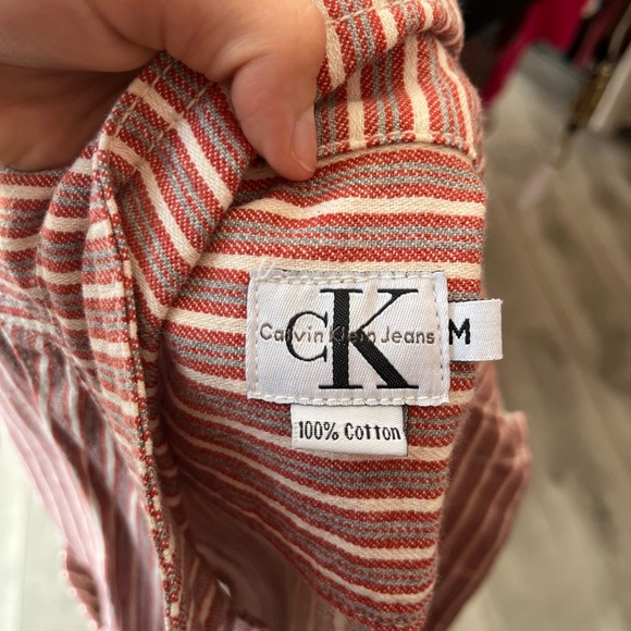 Calvin Klein Red Striped Sleeveless Vest - Picture 5 of 7